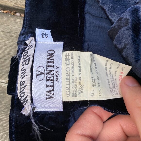 Vintage 90s Valentino Miss V Velour Silk Velvet Designer Pants Size 10 - Picture 7 of 12